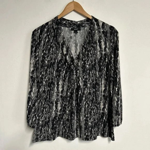 Alfani Women’s XL Popover Top V Neck Stretch 3/4 Sleeve Business Casual Slinky - Picture 1 of 11